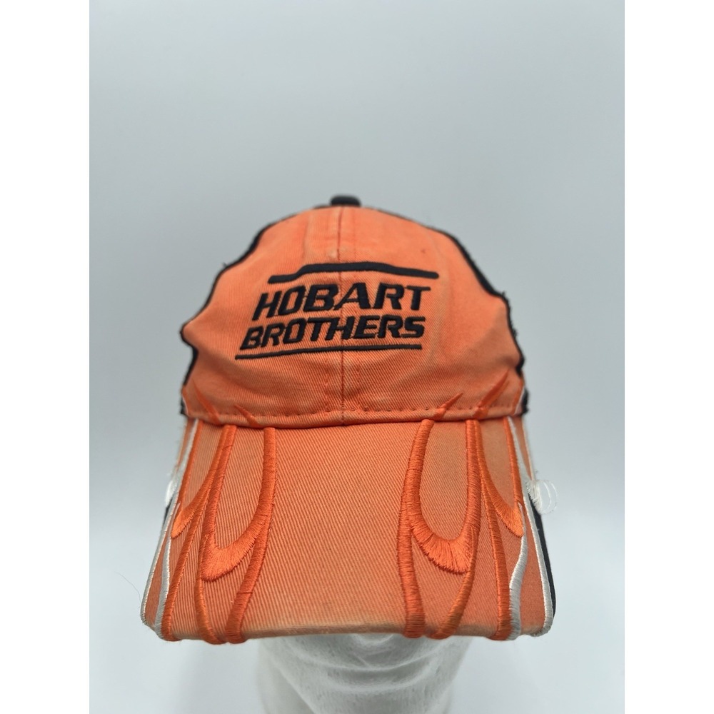 Vintage Hobart Brothers Orange Flame Mesh Hat Cap